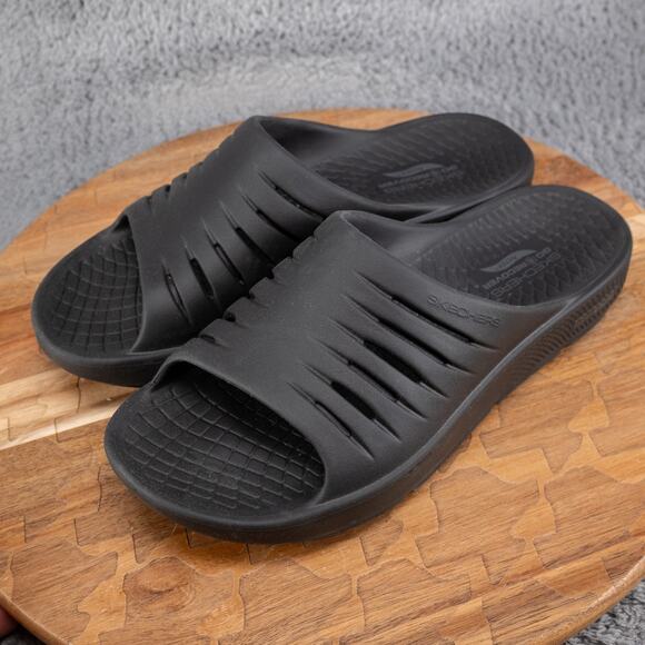 Skechers Go Recover Sandals Womens 10 Black Arch Fit Hyper Burst Refresh Slip On - Picture 3 of 6